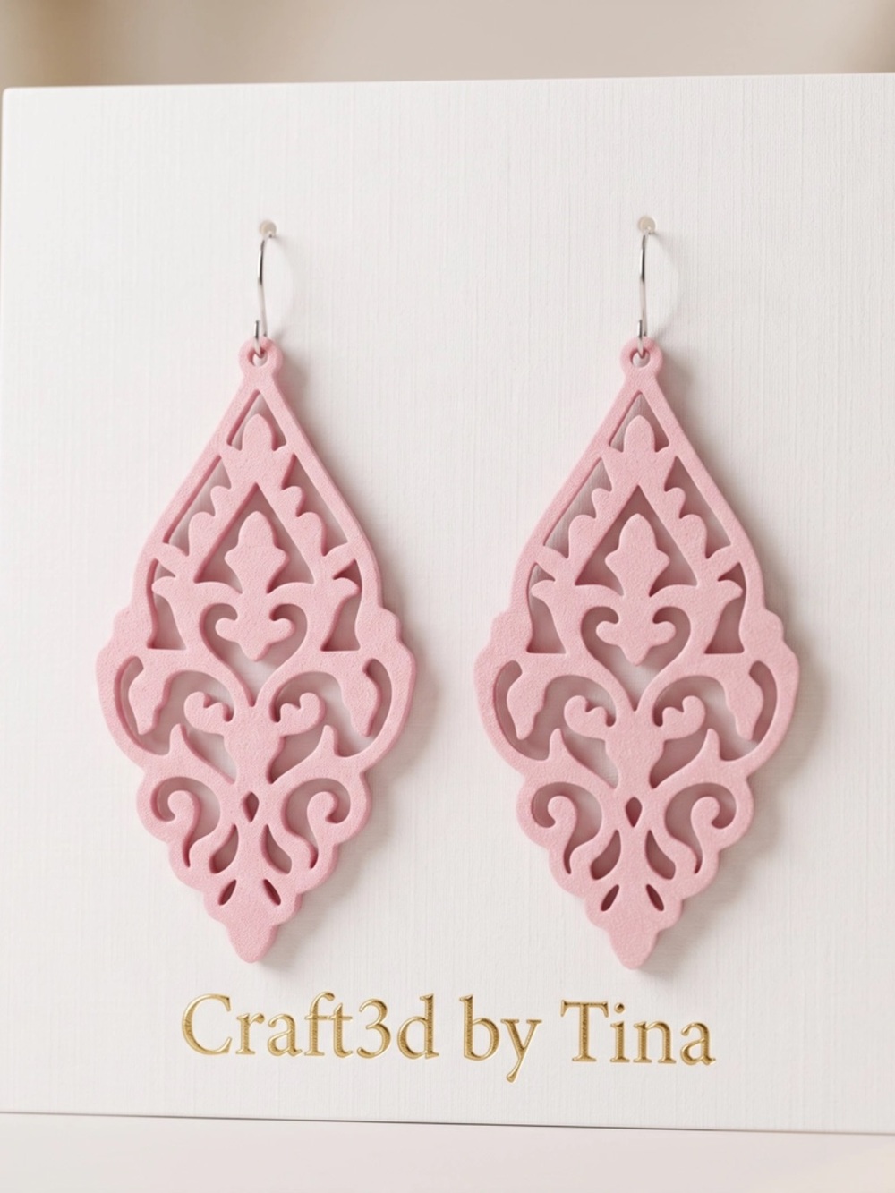 Pink Filigree Teardrop Earrings